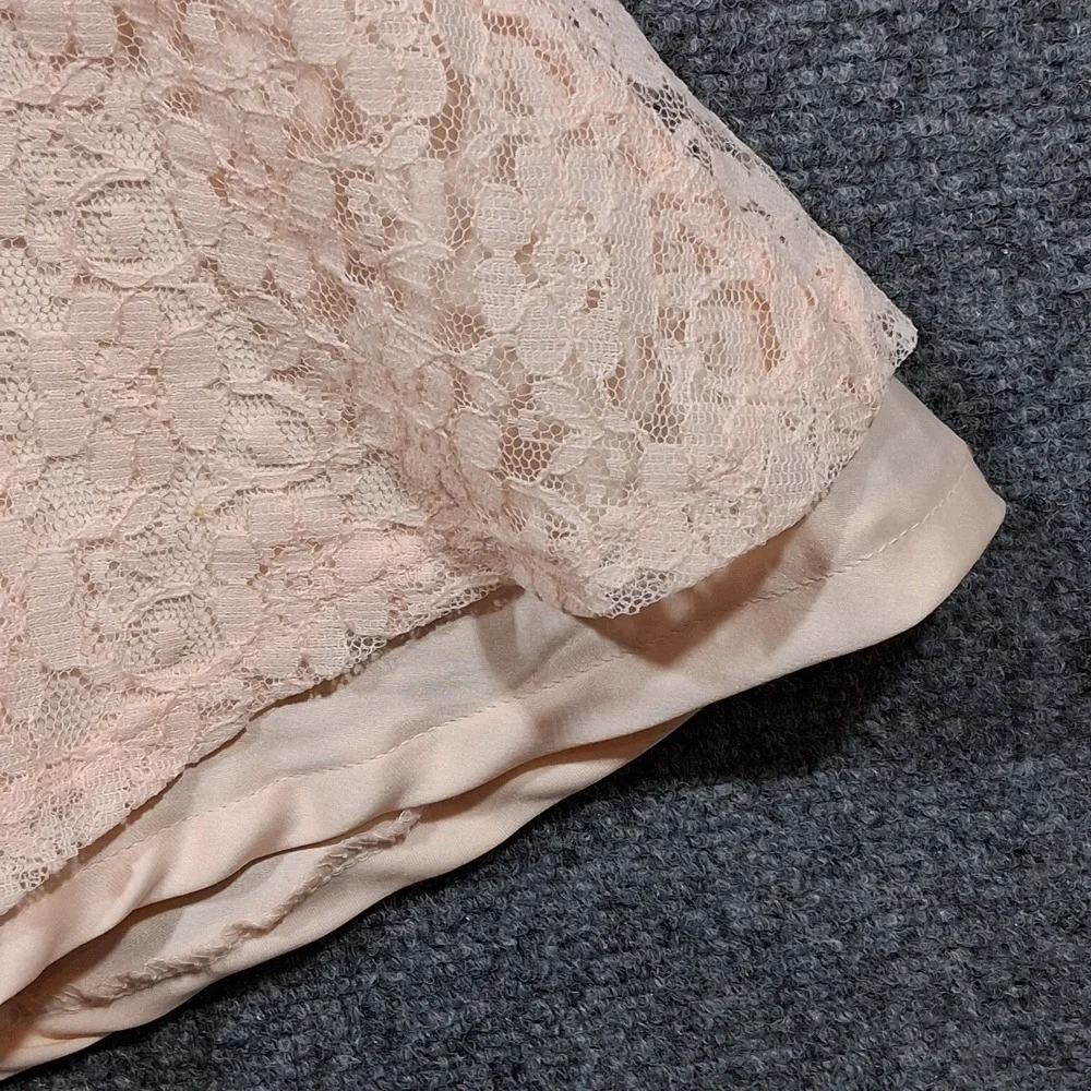 BCBG Girls Peach Pink Floral Lace Fit & Flare Party Dress Size 14 Flutter Sleeve